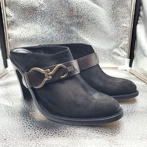 Cole Haan NikeAir Mule Shoes Womens 7.5B Black Suede Slip On Heel Clogs Comfort